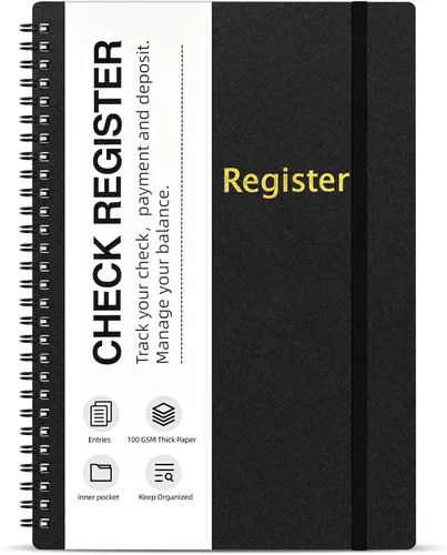 Registros de cheques para chequera personal, libro de registro de cheques grande en espiral, planificador de presupuesto con registro de cheques