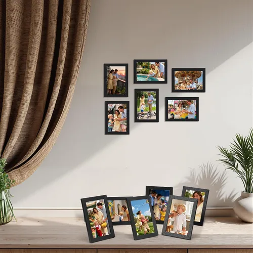 Miniatura 6 de Lyeasw Marcos para Fotos de 3.5x5 Negro Paquete de 12, Marco para Fotos de 3.5 x 5 Grano de Madera Mate, Marcos a Granel de 3.5 por 5 para Colgar
