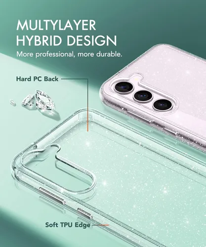 Miniatura 5 de KIOMY Funda transparente con purpurina para Samsung Galaxy S23 5G con protector de lente de cámara Diamond Sparkle y 2 paquetes de protectores