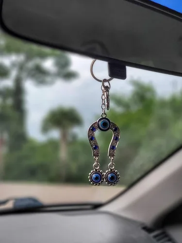 Miniatura 3 de Bravo Team - Llavero con dije de ojo malvado para colgar en forma de caballo con cristal azul, con cierre – Signo de buena suerte, buena suerte