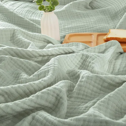 Miniatura 17 de PHF Manta de Muselina de Algodón 100%, Tamaño Queen 90"x90", Manta de Gasa Ligera de 4 Capas, Manta Minimalista Transpirable Suave como Nube para 02