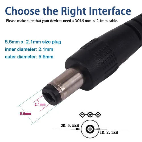 Miniatura 3 de [Paquete de 2 unidades de 0.8 ft USB 3.1 tipo C USB-C macho a CC 5.5X2.0.197 in macho Power Jack Extensión Cable adaptador de cable de carga