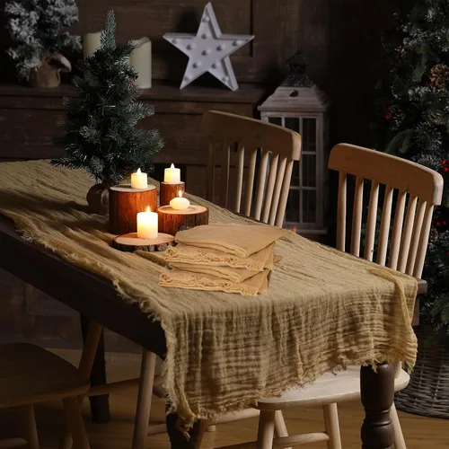 Miniatura 7 de Patelai 4 Piezas Camino de Mesa de Natividad de Navidad 47 x 70 Pulgadas Camino de Mesa Rústico de Arpillera Accesorios de Escena de Natividad