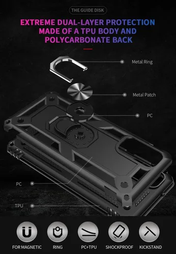Miniatura 6 de Funda de grado militar para Samsung Galaxy S20 FE Funda Galaxy S20 FE 5G Funda 360 metal giratorio anillo soporte soporte Armadura resistente a