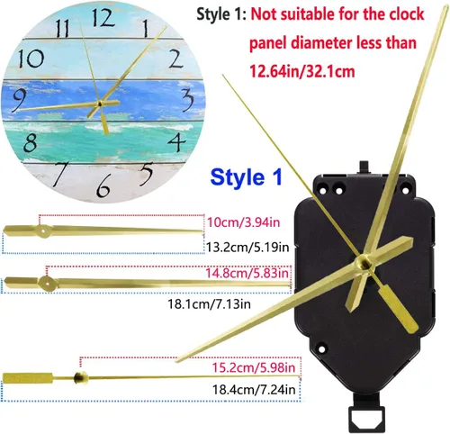 Miniatura 2 de Mecanismo de movimiento de reloj de péndulo de pared de cuarzo sin tictac con pala larga de 6.7 pulgadas de largo, piezas de reparación de repuesto