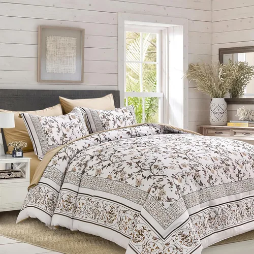 Miniatura 9 de Dobuyly Floral Comforter Twin Size Set, 5 Piece Bed in a Bag Blue Flowers on White Botanical Bedding Set, Soft Microfiber Bedding Comforter Sets for