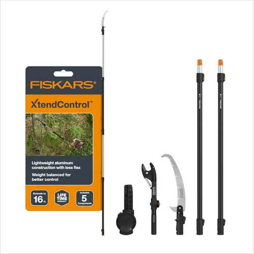 Fiskars XtendControl - Podadora de árbol extensible (12 pies), sierra de poste, recortadora de ramas ajustable con sierra X1 de 15 pulgadas, postes