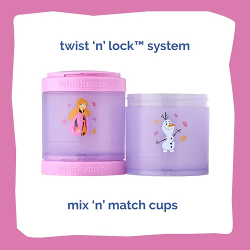 Miniatura 3 de Whiskware Disney Princess Frozen, recipientes apilables para aperitivos para niños, contenedores duraderos de almacenamiento de alimentos para Anna