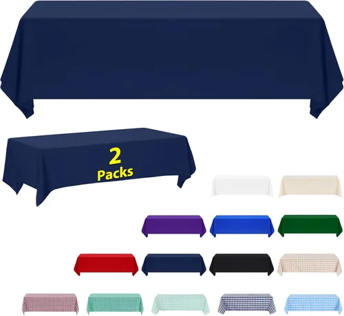 Miniatura 48 de ABCCANOPY Paquete de 3 manteles rectangulares de poliéster de 60 x 84 pulgadas, para interiores y exteriores, resistentes a las manchas, lavable