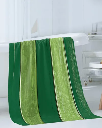 Miniatura 3 de Juego de toallas de baño de 3 piezas, color verde azulado degradado, toalla suave y absorbente de madera turquesa a rayas para baño, hotel