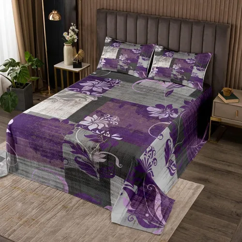 Erosebridal Moderna decoración floral de retazos, colcha vintage de arte degradado, diseño de flores abstractas retro, acolchado, grafiti grunge,