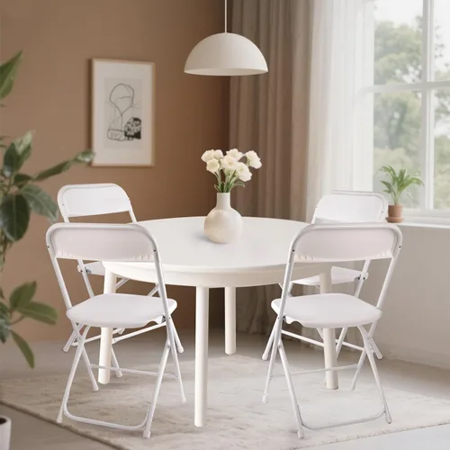 Miniatura 4 de Paquete de 4 sillas plegables blancas, silla plegable comercial apilable portátil, silla plegable de plástico para interiores y exteriores