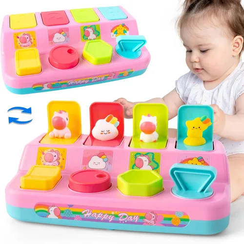 Tovol Zerky Juguete Montessori Pop Up de Causa y Efecto para Bebés de 1 a 3 Años, Juguete Interactivo de Desarrollo con Botón y Número, Juguete