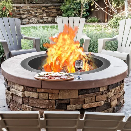 Miniatura 4 de OutVue Anillo para hoguera de 36 pulgadas, anillo para fogata para campamento, hoguera de leña para exteriores, patio, jardín, chimenea al aire libre