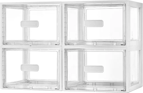 Miniatura 12 de Vtopmart - Paquete de 4 unidades de cajones de almacenamiento apilables transparentes de 18QT, organizadores de armario de fácil montaje