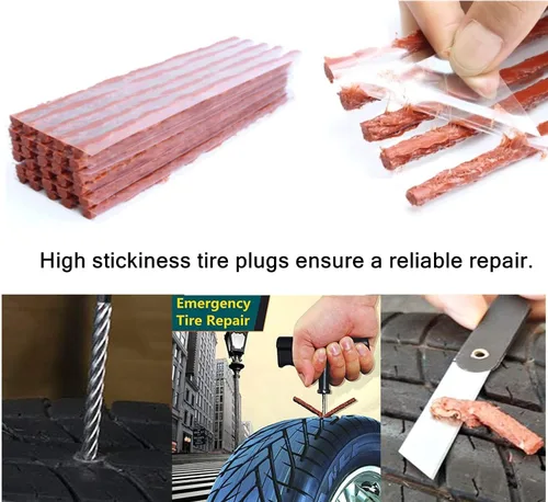 Miniatura 3 de Chrov 100 tapones para neumáticos, tapones de reparación de neumáticos de goma para neumáticos todoterreno sin cámara, automóvil, ATV, UTV, Negro