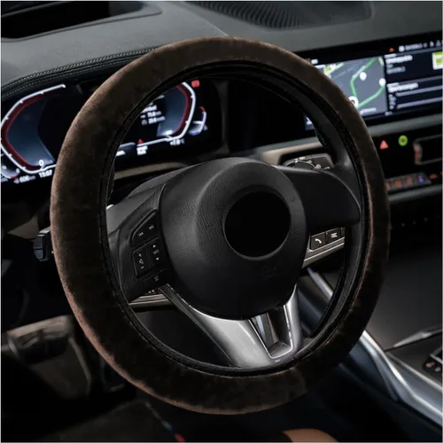 Miniatura 10 de Funda Esponjosa para Volante de Automóvil, Protector Universal Peludo para Volante de Auto de 15'', para Invierno Cálido, Funda Elástica