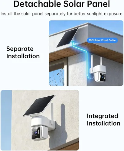 Miniatura 9 de Cámara inalámbrica para exteriores 5G y 2.4G Wi-Fi, cámaras de seguridad solares inalámbricas para exteriores, cámara PTZ 2K 360°, alimentada por