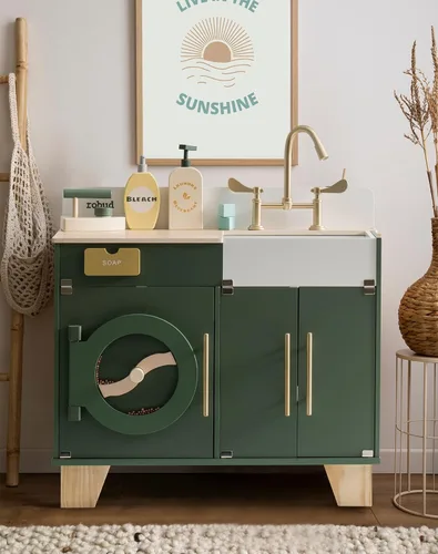 Miniatura 2 de ROBUD Cocina de juego para niños, lavadora multifunción de madera para niños, juego de cocina para niños, lavadora de juguetes de cocina