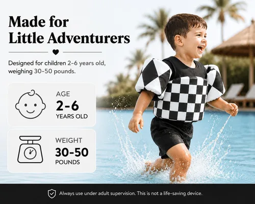 Miniatura 3 de KIDSco Swim Vest for Kids 30-50 lbs. A Puddle Jumper Swimming Float Aid with Shoulder Straps and Arm Water Wings. for Boys and Girls Aged 2-6