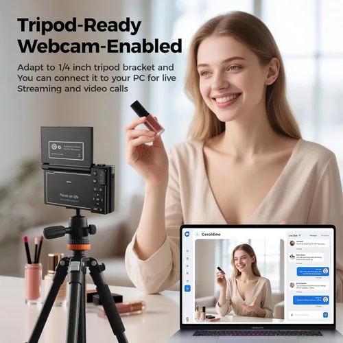 Miniatura 6 de Cámara digital 4K para fotografía - Cámaras de 64MP para video - Cámara compacta de pantalla abatible de 180° - Cámara fotográfica con zoom de 16X