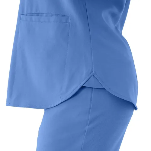 Miniatura 6 de ave. Camiseta médica Monroe con cuello en V y dos bolsillos para mujer, color azul Ceil, talla M