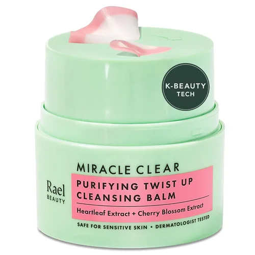 Rael Removedor de maquillaje, Bálsamo limpiador Miracle Clear – Bálsamo removedor de maquillaje Twist-Up con aceites de salvado de arroz y jojoba,
