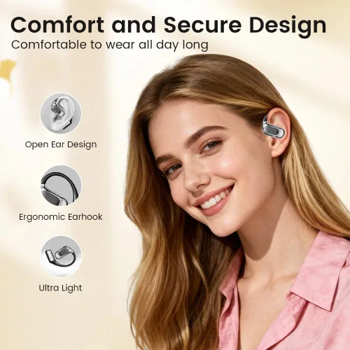 Miniatura 2 de Auriculares de oreja abierta, auriculares Bluetooth 5.4 deportivos con pantalla digital inteligente, tiempo de reproducción de 40 horas, llamadas