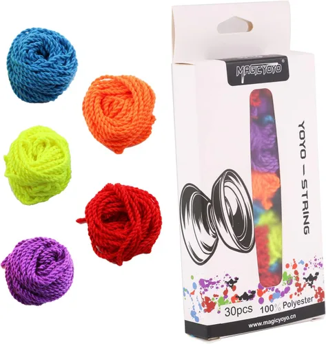 MAGICYOYO Paquete de 30 cuerdas profesionales de yoyo para yoyo receptivo y no responden, 100% poliéster, cuerdas de repuesto para yoyos de