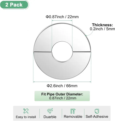 Miniatura 3 de M METERXITY Paquete de 2 bridas divididas de pared, para tubo de diámetro exterior de 0.9 pulgadas/0.866 in, placa de escudo de acero inoxidable