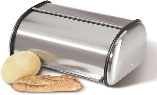 Miniatura 9 de Oggi Panera con tapa enrollable de acero inoxidable para encimera de cocina con tapa de vidrio templado - Se adapta a múltiples hogazas grandes