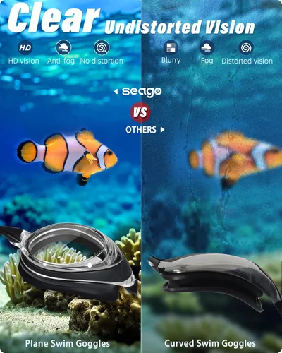 Miniatura 4 de Seago Paquete de 2 gafas de natación antivaho anti-UV de silicona para adultos, mujeres y hombres