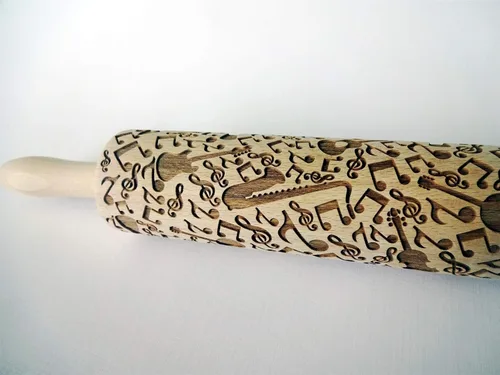 Miniatura 4 de INSTRUMENTOS MUSICALES EMBOSSING ROLLING PIN CON NOTAS E INSTRUMENTOS MUSICALES GRABADO LÁSER PARA GALLETAS REGALO PARA MÚSICO