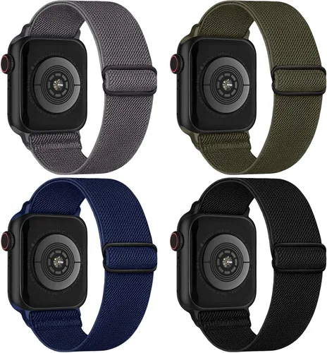 Miniatura 10 de Paquete de 4 correas elásticas Solo Loop compatibles con Apple Watch de 1.496 pulgadas, 1.575 pulgadas, 1.614 pulgadas, 1.654 pulgadas, 1.732