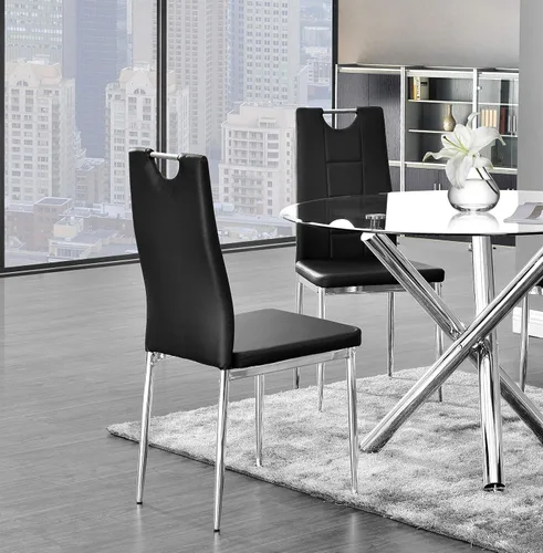 Miniatura 2 de Best Master Furniture Juego de 2 sillas de comedor de cristal, color negro