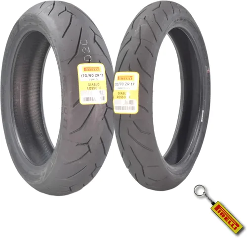 Miniatura 15 de Pirelli Diablo Rosso II 120/70 ZR 17 M/C (58W) TL (K) Delantero y 180/55 ZR 17 M/C (73W) TL Neumático trasero para motocicleta, juego de neumáticos