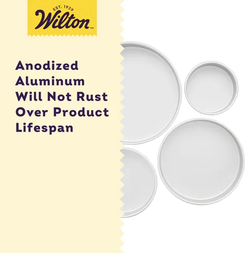Miniatura 4 de Wilton Juego de moldes redondos de aluminio, 4 piezas para pasteles en capas, duradero, calentamiento uniforme, resistente al óxido, utensilios