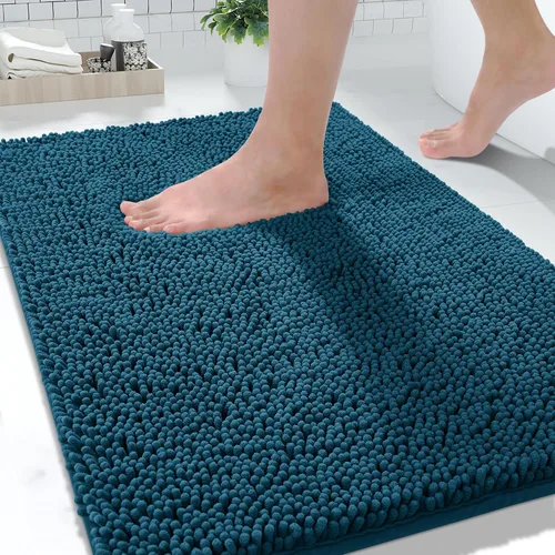 Yimobra Alfombras lavables para baño, alfombra de baño de chenilla súper suave y absorbente para piso y alfombra, alfombra antideslizante de secado