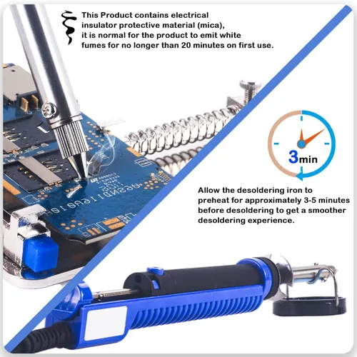 Miniatura 2 de K KERNOWO 929D-V Herramienta de soldadura eléctrica desoldadora con ventosa – Bomba desoldadora con boquillas de 1.0mm y 1.2mm, pistola desoldadora