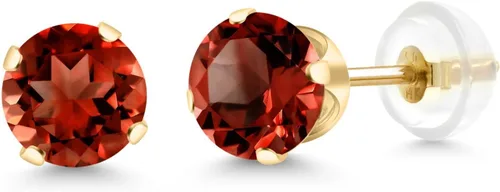 Miniatura 49 de Gem Stone King Aretes solitarios con piedra natal de oro de 14 quilates Redondos de 0.236 in Aretes de oro para mujeres y hombres
