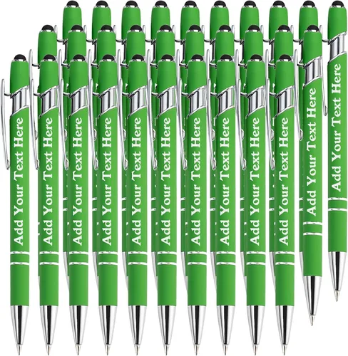 Miniatura 19 de Bolígrafos personalizados a granel grabados personalizados con punta de lápiz capacitivo, bolígrafos personalizados de tinta negra, regalos