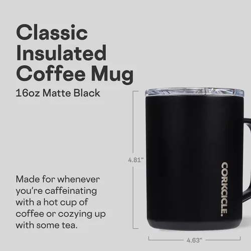 Miniatura 2 de Taza de café clásica Corkcicle - Acero inoxidable con triple aislamiento para viajes - Tapa a prueba de roturas - Fácil agarre - Mantiene la bebida