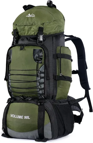 Miniatura 11 de Mochila de senderismo, mochila de campamento de 90 L, resistente al agua, ligera, para deportes al aire libre, bolsa de viaje para camping, Negro
