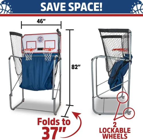 Miniatura 9 de Pop-A-Shot - Home Dual Shot Arcade Basketball Game with NBA Graphics l Sensor Scoring l 16 Game Modes l 7 Balls l Foldable Storage l for All NBA Fans