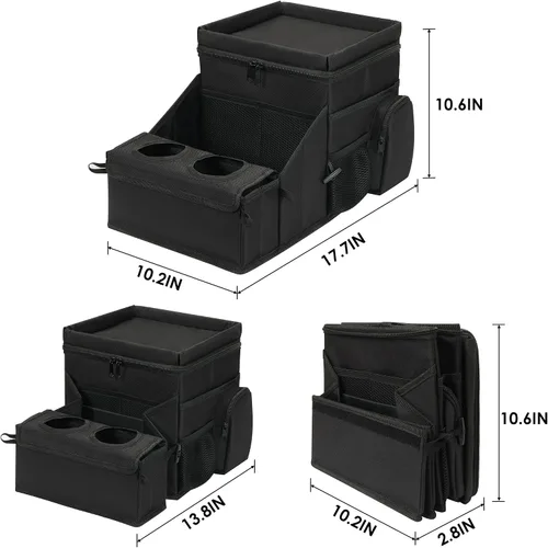 Miniatura 7 de Organizador de automóvil para niños, organizador de asiento trasero para niños y organizador de asiento de pasajero para adultos, enfriador y Negro