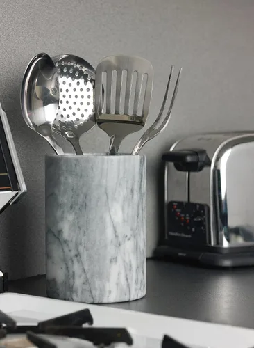 Miniatura 8 de Fox Run Soporte para utensilios de mármol, blanco mediano