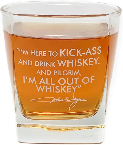 Vaso de cóctel de whisky con cita de John Wayne, vasos de bourbon únicos, perfecto, divertido y regalo ideal para papás o abuelo, con fondo grueso,