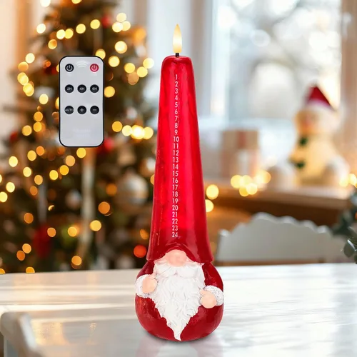 Velas sin llama de Navidad con control remoto, vela de cuenta regresiva de Navidad, velas con cuenta regresiva de Santa Claus a Navidad operadas por