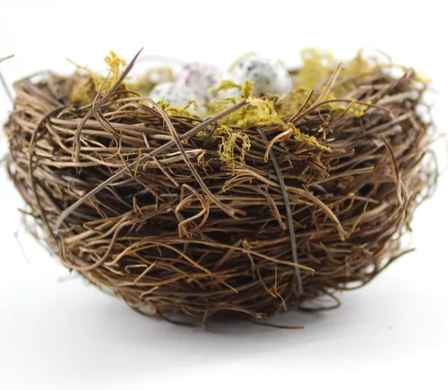 Miniatura 3 de Nido de pájaros artificiales, 4 piezas hechas a mano naturales para pájaros de Pascua, nido de ratán, para jardín, patio, hogar, fiesta, decoración