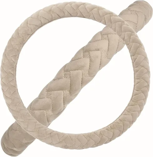 Miniatura 7 de Flying Banner - Funda para volante de auto, masajeador de terciopelo, fresca y cálida, tamaño universal de 15 pulgadas, para vehículos, Beige
